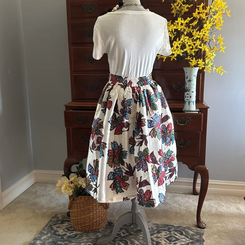 Frances Valentine Barbara Taffeta Skirt Autumn Leaves Size Medium - Picture 7 of 15